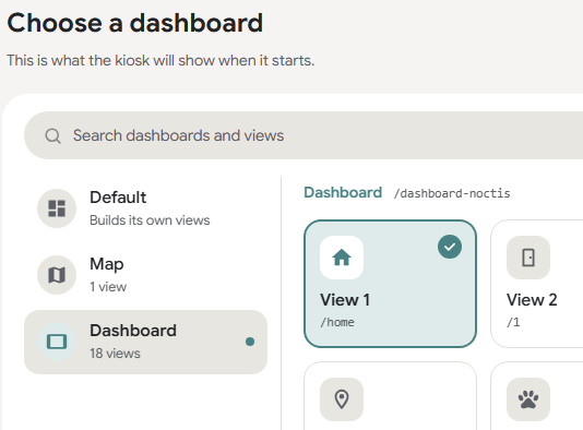 Kiosk Satellite - Dashboard screen